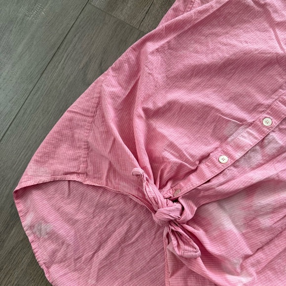 Burberry Brit Cowgirl Pink Pinstripe Distressed Bleach Upcycled Top - Picture 3 of 6